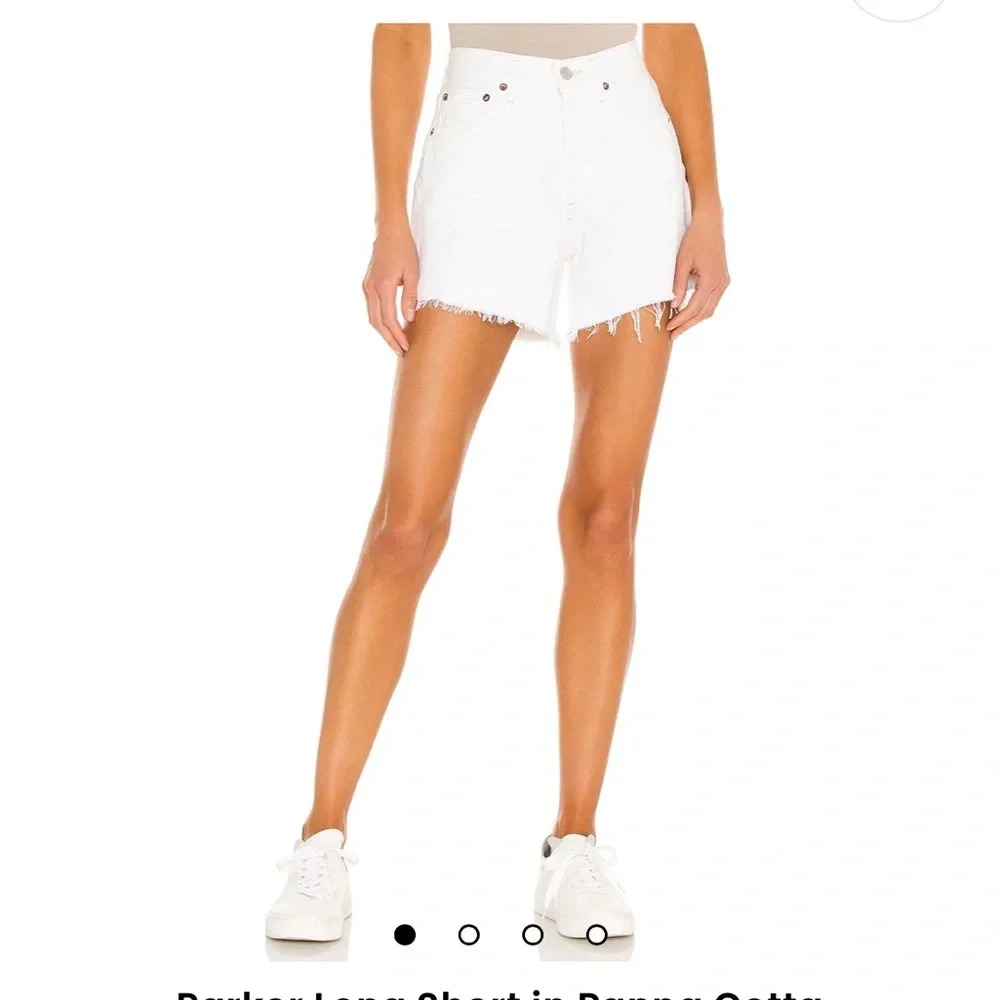 AGOLDE White High-Rise Frayed Hem Denim Shorts